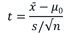 one sample t test formula